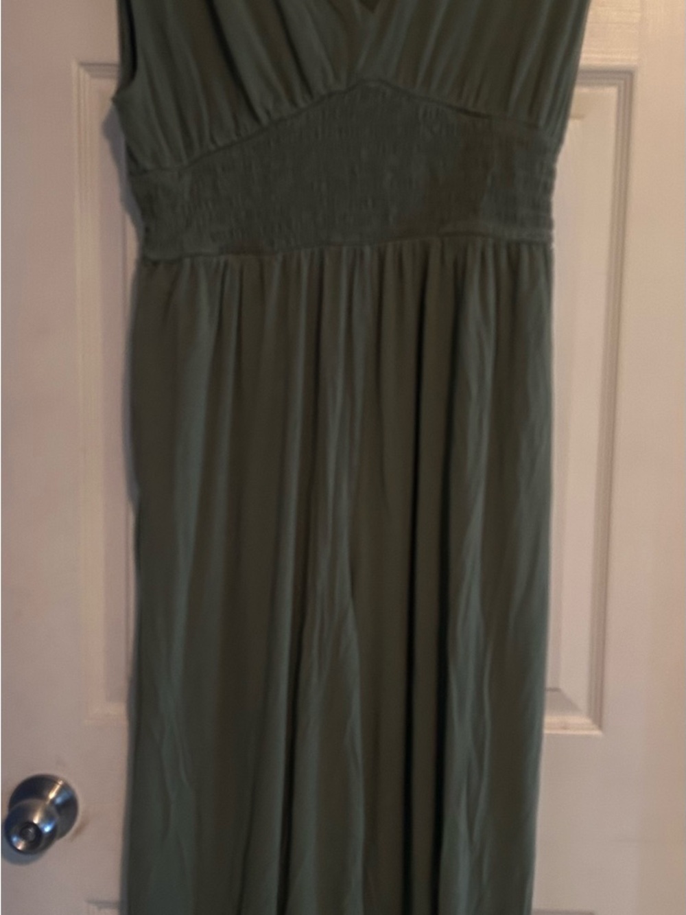 Old Navy Olive Green Smocked-Waist Maxi Dress